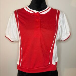 ✨ Vintage Fide Ports Red & White Athletic Top – Size M